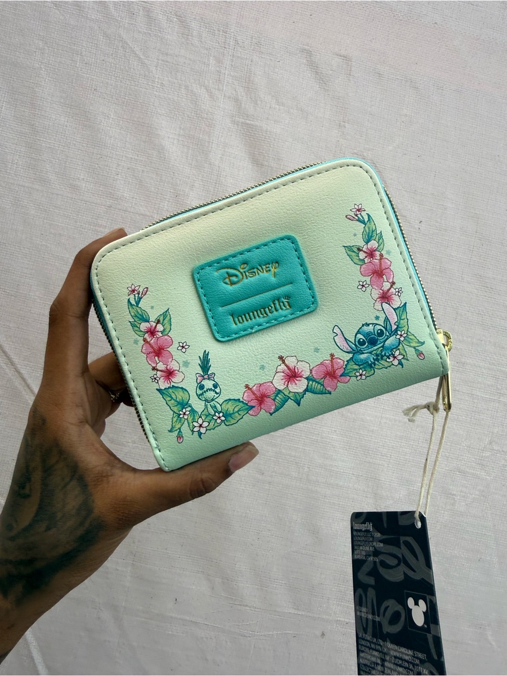Loungefly Disney Stitch Floral Mint Zip Around Wallet